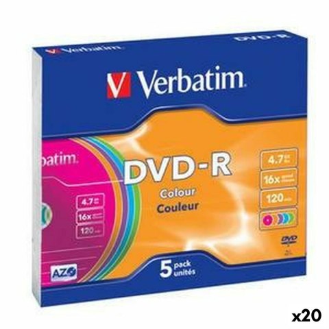 DVD-R Verbatim Colour 4,7 GB 16x 5 Części (20 Sztuk)