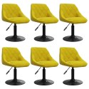 Obrotowe krzesła stołowe, 6 szt., musztardowe, aksamitne