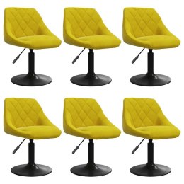 Obrotowe krzesła stołowe, 6 szt., musztardowe, aksamitne