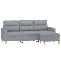 VidaXL 3-osobowa sofa z podnóżkiem, jasnoszara, 180 cm, tkaniną