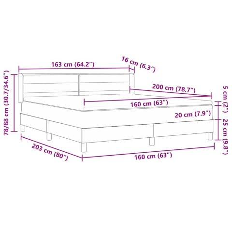 VidaXL Łóżko kontynentalne z materacem Kremowy 160 x 200 cm
