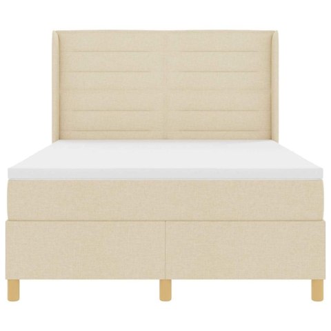 Łóżko sprężynowe z materacem Kremowy 140 x 200 cm tkanina