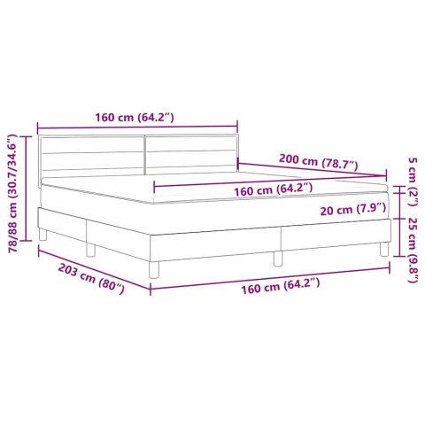 Łóżko sprężynowe z materacem Kremowy 160 x 200 cm tkanina