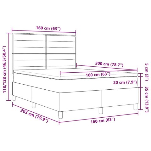 Łóżko sprężynowe z materacem Kremowy 160 x 200 cm tkanina
