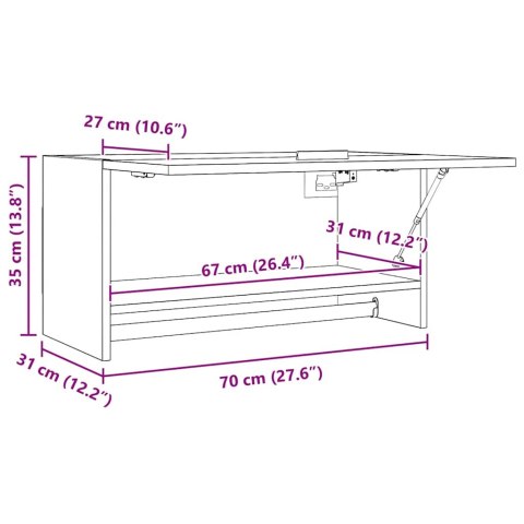 Szafka, wysoki połysk, biała, 70x32,5x35 cm, płyta wiórowa
