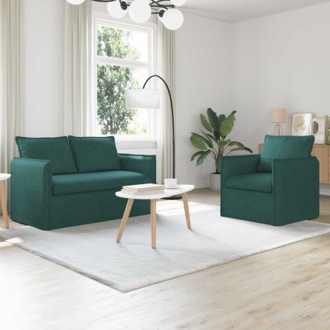 VidaXL Sofa 2 pcs Ciemna zieleń Metal