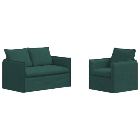 VidaXL Sofa 2 pcs Ciemna zieleń Metal