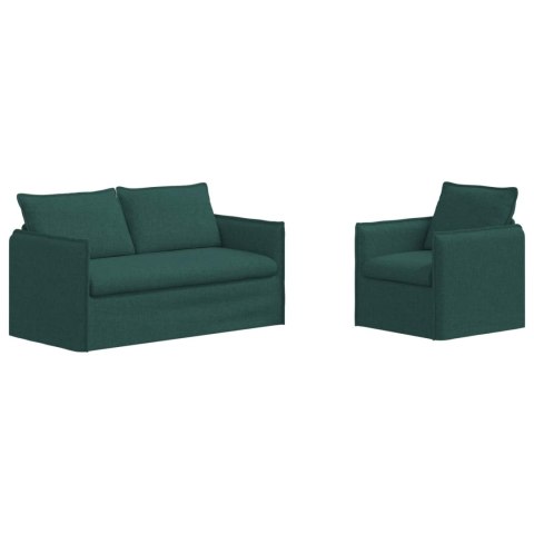 VidaXL Sofa 2 pcs Ciemna zieleń Metal