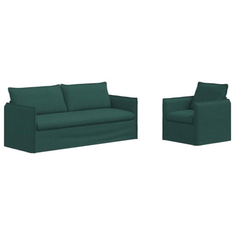 VidaXL Sofa 2 pcs Ciemna zieleń Metal
