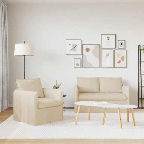 Sofa 2 pcs Kremowy Metal