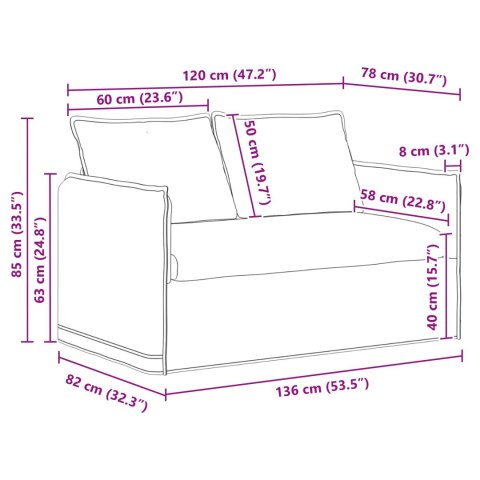Sofa 2 pcs Kremowy Metal