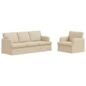 Sofa 2 pcs Kremowy Metal