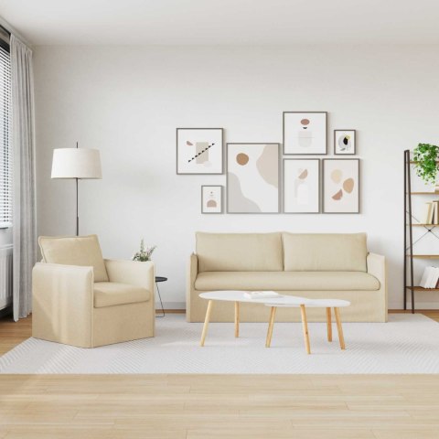 Sofa 2 pcs Kremowy Metal