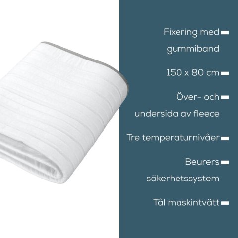 Elektryczny koc grzejący Beurer TS17 150 x 80 cm Biały Szary 100 % poliester 65 W