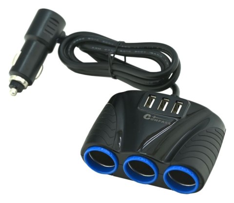 Gniazdo zapalniczki samochodowej 12/24 V z 3x złączem USB
