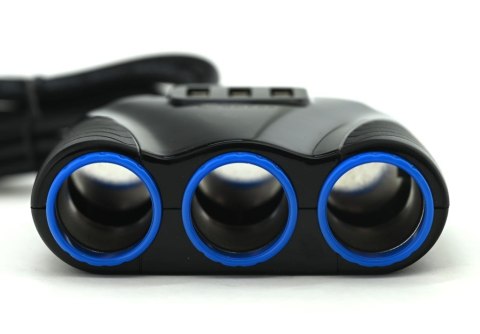 Gniazdo zapalniczki samochodowej 12/24 V z 3x złączem USB