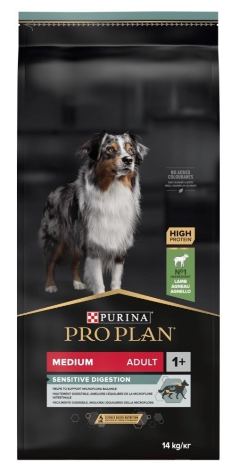 PURINA Pro Plan Adult Medium Sensitive Digestion bogata w jagnięcinę - sucha karma dla psa - 14 kg (WYPRZEDAŻ)