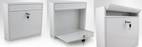 Biała Skrzynka pocztowa na listy połyskowa wrzutnia na gazety ulotki poczte