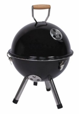 Czarny mini grill BBQ retro, przenośny, 30 cm, stalowy