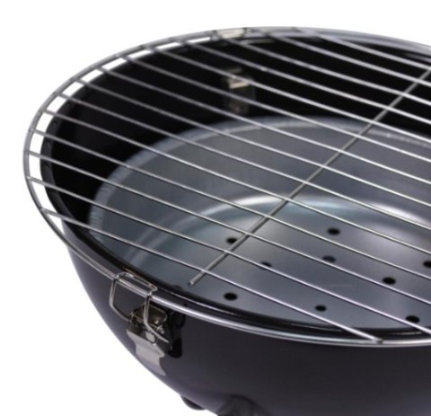 Czarny mini grill BBQ retro, przenośny, 30 cm, stalowy