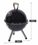 Czarny mini grill BBQ retro, przenośny, 30 cm, stalowy