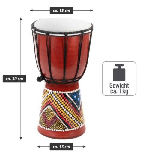 Djembe ręcznie malowany 30 cm mahoniowy, kozia skóra