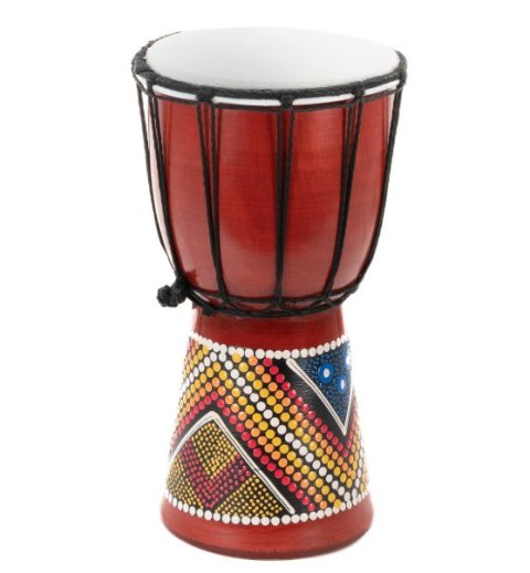 Djembe ręcznie malowany 30 cm mahoniowy, kozia skóra
