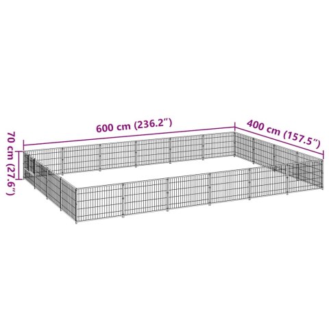 Kojec dla psa, srebrny, 24 m², stalowy