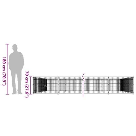 Kojec dla psa, srebrny, 32 m², stalowy