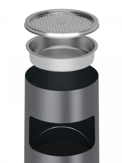 Stojący popielniczka z koszem 17L antracyt stal nierdzewna