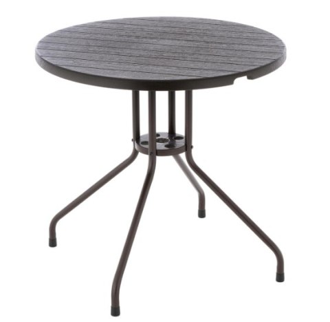 Stół balkonowy okrągły 80 cm, stalowy, brązowy blat