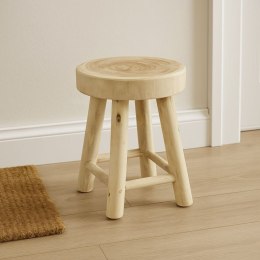 Stołek z drewna tekowego, okrągły, 46 cm, naturalny