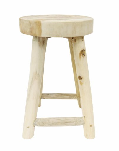 Stołek z drewna tekowego, okrągły, 46 cm, naturalny