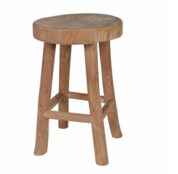 Stołek z litego teaku Divero, ręcznie wykonany, uniwersalny