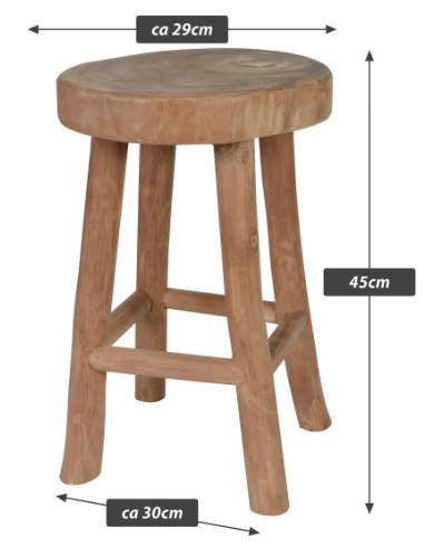 Stołek z litego teaku Divero, ręcznie wykonany, uniwersalny