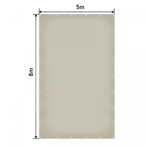 Wodoodporna plandeka z oczkami 5x8 m, szara, 650g/m², UV