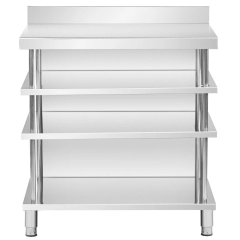 Stół blat barowy roboczy gastronomiczny z rantem 4 półki STAL 100 x 60 x 105 cm