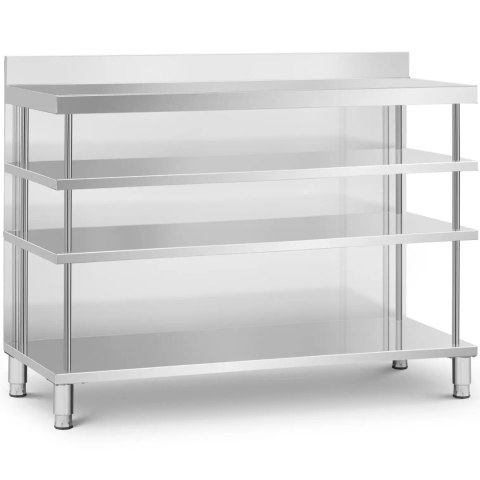 Stół blat barowy roboczy gastronomiczny z rantem 4 półki STAL 150 x 60 x 105 cm
