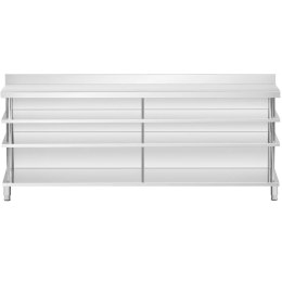 Stół blat barowy roboczy gastronomiczny z rantem 4 półki STAL 250 x 60 x 105 cm
