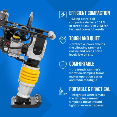 Ubijak skoczek zagęszczarka stopowa do betonu spalinowa 6.5 KM 34 x 28 cm