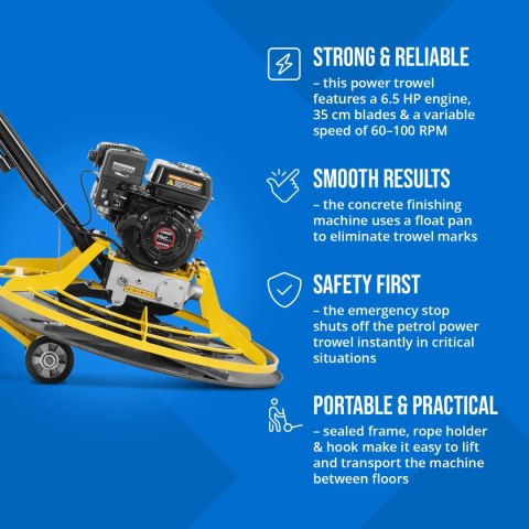 Zacieraczka spalinowa do betonu posadzek wylewek 6.5 KM 100 obr./min