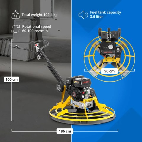 Zacieraczka spalinowa do betonu posadzek wylewek 6.5 KM 100 obr./min