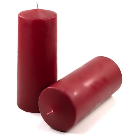 Bordowe świece filarowe 25x10 cm, zestaw 2 szt.