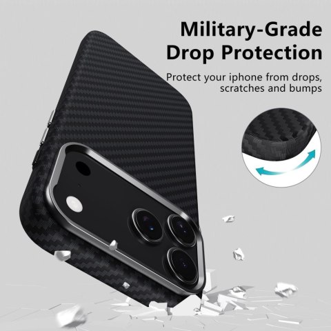 Etui ochronne case na iPhone 17 Pro MagSafe Ion Carbon - czarno-srebrne