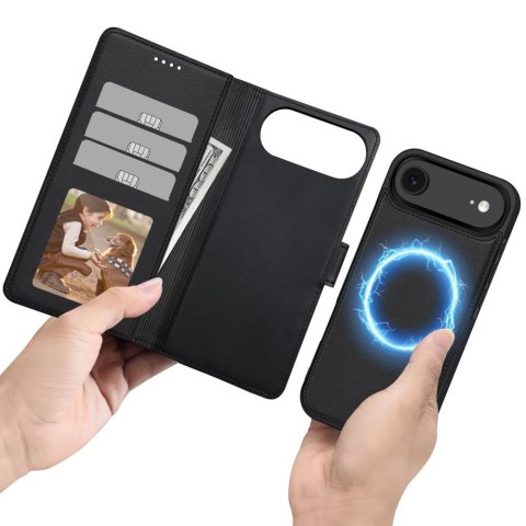Etui pokrowiec z klapką miejscem na karty do iPhone 17 Air MagSafe Wallet - czarny mat