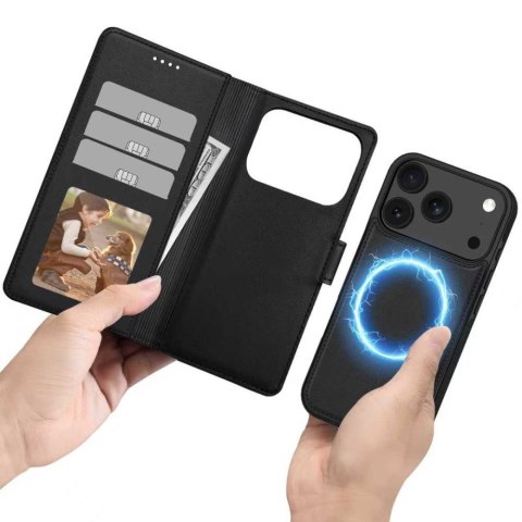Etui pokrowiec z klapką miejscem na karty do iPhone 17 Pro Max MagSafe Wallet - czarny mat