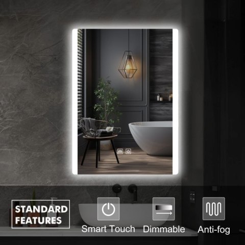 IREDA Lustro łazienkowe LED z oświetleniem, 80 x 60 cm