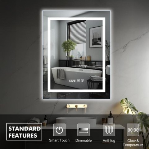 IREDA Lustro łazienkowe z oświetleniem LED, 60 x 80 cm