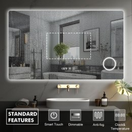 IREDA Lustro łazienkowe z oświetleniem LED, 80 x 60 cm