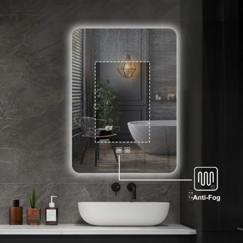 IREDA Lustro łazienkowe z oświetleniem LED, 80 x 60 cm